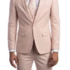 Blush Solid Color 3 Piece Slim Fit Suit 1 Button Peak Lapel