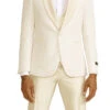 Ivory Slim Fit Tuxedo 4 Piece With Satin Shawl Collar Beveled Designed Vest
