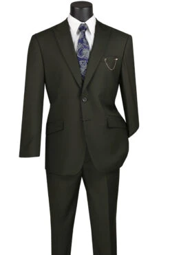 Olive Modern Fit 2 Piece Suit Textured Solid With Peak Lapel -Outlet Suit Refined Store M2TR OLIVE JPG 800x1200 full