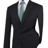 Black Modern Fit 2 Piece Suit Textured Solid With Peak Lapel