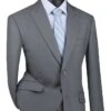 Medium Gray Modern Fit 2 Piece Suit Textured Solid With Peak Lapel