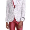 Pink Slim Fit Tuxedo 4 Piece Floral Pattern With Bow Tie