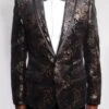 Empire Collection - Regular Fit Black And Gold With Fancy Metallic Pattern Sports Coat
