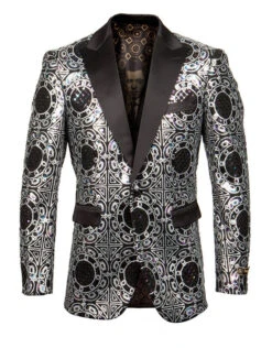 Empire Collection - Silver Slim Fit Peak Lapel Sports Coat