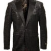 Empire Collection - Black Sequin Texture Design Sports Coat Slim Fit
