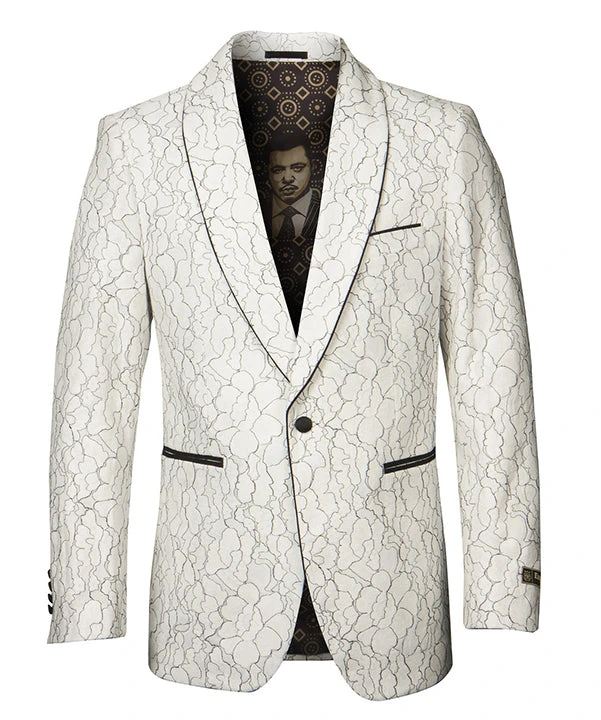 Empire Collection - White Floral Solid Pattern Sports Coat Slim Fit 1 Empire Collection - White Floral Solid Pattern Sports Coat Slim Fit