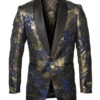 (3XL) Empire Collection - Blue Floral Pattern Sports Coat Slim Fit