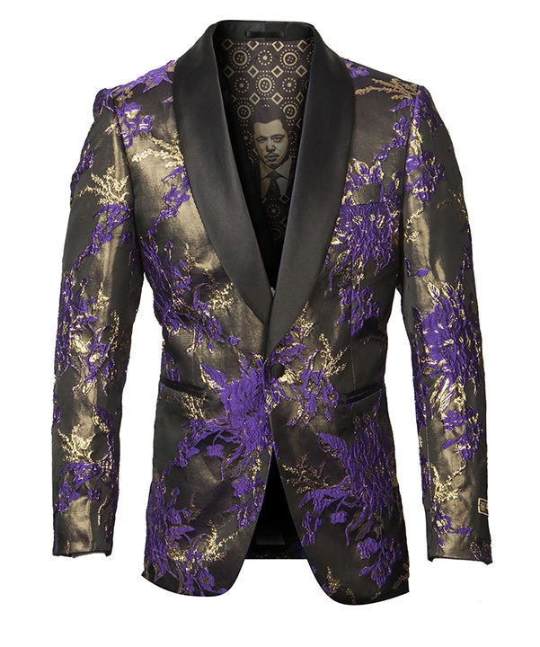 Empire Collection - Purple Floral Pattern Sports Coat Slim Fit 1 Empire Collection - Purple Floral Pattern Sports Coat Slim Fit