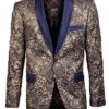 Empire Collection - Slim Fit Formal Dinner Show Blazer In Gold/Navy