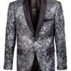 (XL) Slim Fit Formal Dinner Show Blazer In Silver/Black