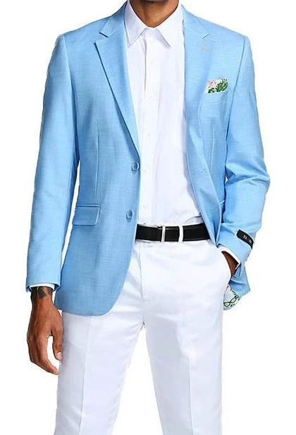 Slim Fit Blazer 2 Button In Solid Sky Blue 1 Slim Fit Blazer 2 Button In Solid Sky Blue