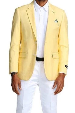 Slim Fit Blazer 2 Button In Solid Lemon Yellow