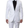 Slim Fit 2 Piece White Tuxedo With White Satin Peak Lapel