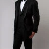 Black Slim Fit Tuxedo 3 Piece With Satin Shawl Collar Vest