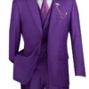 Purple Modern Fit 3 Piece Suit With Vest And Elastic Waist Band Pants