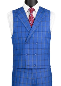 Tuscany Collection - Modern Fit Windowpane Suit 3 Piece In Royal Blue 5 Tuscany Collection - Modern Fit Windowpane Suit 3 Piece In Royal Blue -Outlet Suit Refined Store MV2W 2 ROYAL VEST