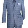 Tuscany Collection - Modern Fit Windowpane Suit 3 Piece In Slate