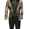 Black Gold Modern Fit 3 Piece Suit With Matching Bow Tie