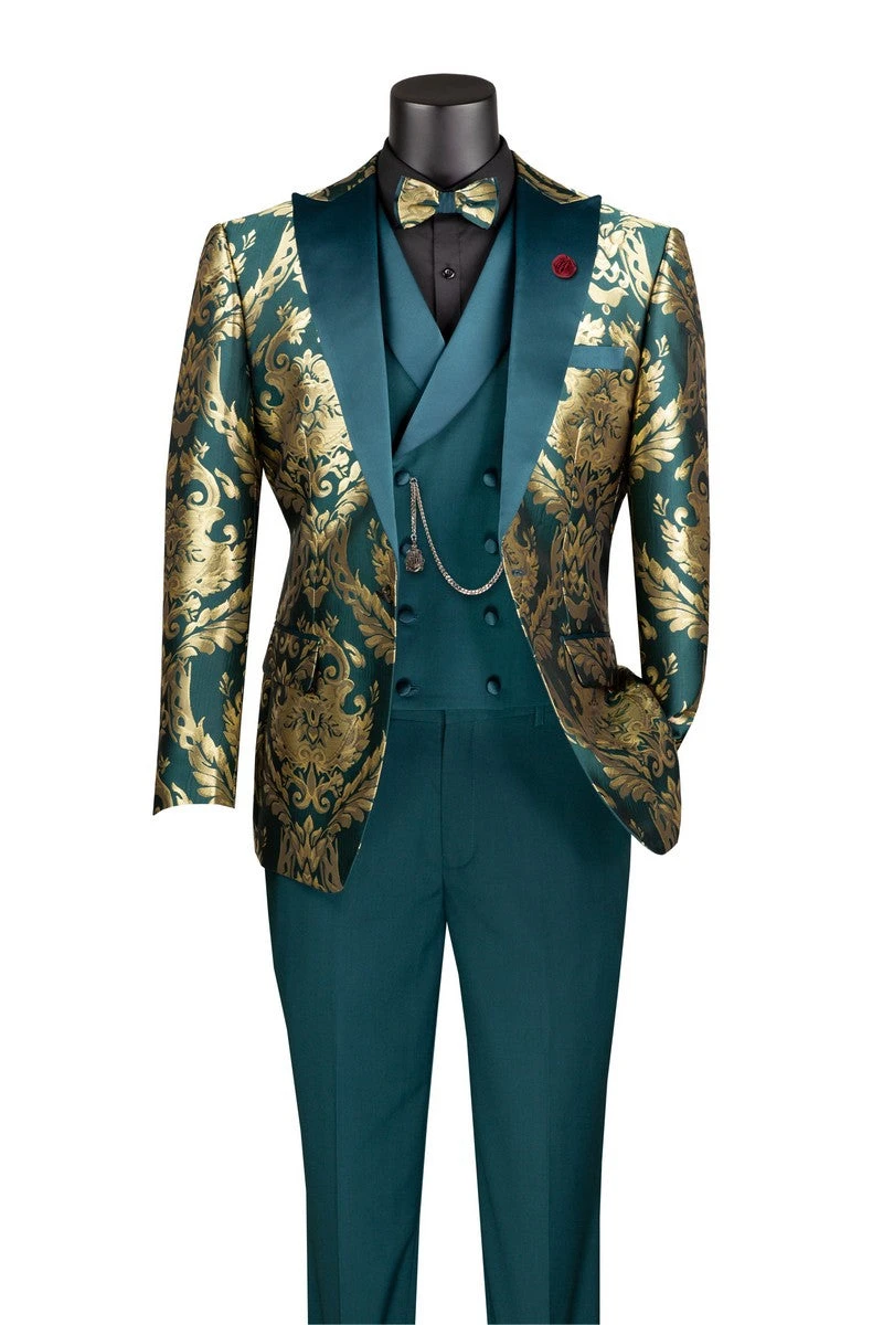 Emerald Gold Modern Fit 3 Piece Suit With Matching Bow Tie 1 Emerald Gold Modern Fit 3 Piece Suit With Matching Bow Tie