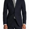 Men's Modern Fit Wool Suit Pinstripe Dark Navy