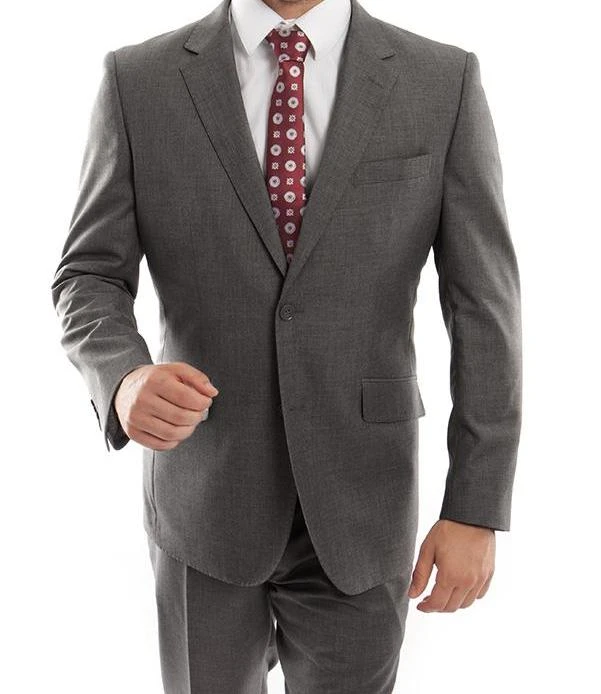 Arezzo Collection - 100% Wool Suit Modern Fit Italian Style 2 Piece In Dark Gray 1 Arezzo Collection - 100% Wool Suit Modern Fit Italian Style 2 Piece In Dark Gray