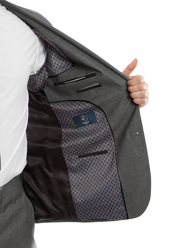 Arezzo Collection - 100% Wool Suit Modern Fit Italian Style 2 Piece In Dark Gray 3 Arezzo Collection - 100% Wool Suit Modern Fit Italian Style 2 Piece In Dark Gray - Image 3