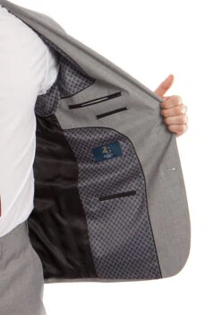 Arezzo Collection - 100% Wool Suit Modern Fit Italian Style 2 Piece In Gray -Outlet Suit Refined Store MW246 05 Open