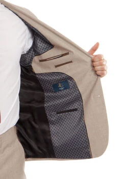 Arezzo Collection - 100% Wool Suit Modern Fit Italian Style 2 Piece In Tan -Outlet Suit Refined Store MW246 06 Open