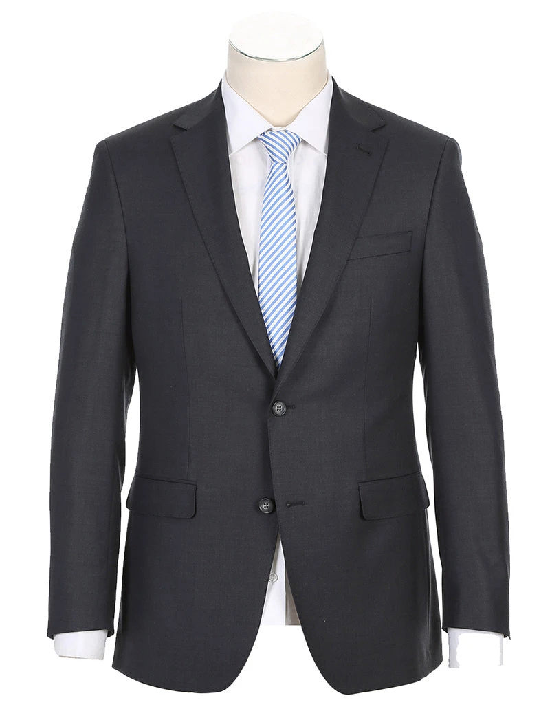 Half Canvas Wool Dress Suit Modern Fit 2 Piece In Charcoal 1 Half Canvas Wool Dress Suit Modern Fit 2 Piece In Charcoal