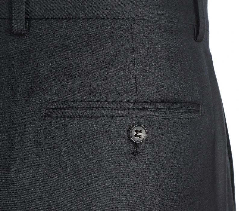 Half Canvas Wool Dress Suit Modern Fit 2 Piece In Charcoal 8 Half Canvas Wool Dress Suit Modern Fit 2 Piece In Charcoal - Image 8