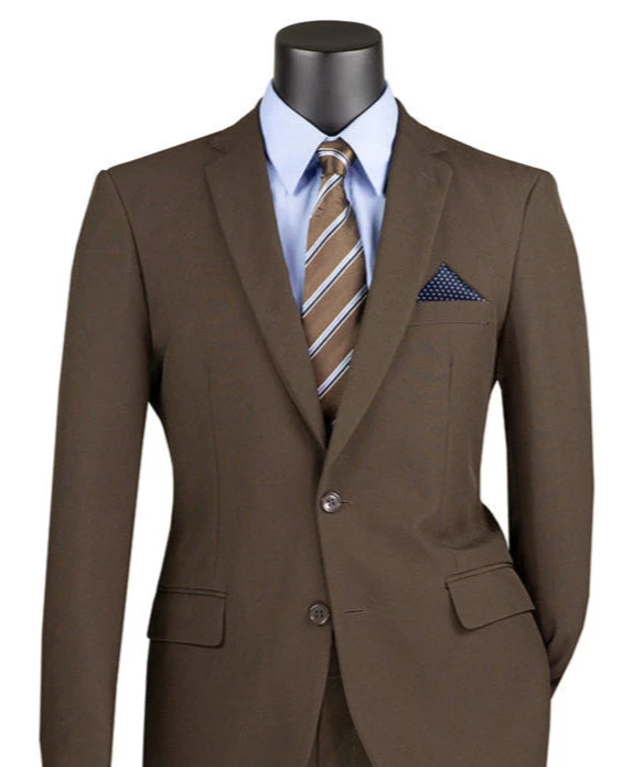 Brown Slim Fit Men's 2 Piece Business Suit 2 Button 1 Brown Slim Fit Men's 2 Piece Business Suit 2 Button