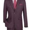 Slim Fit 2 Piece Suit Burgundy Glen Plaid Pattern Matching Pants