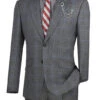 Slim Fit 2 Piece Suit Charcoal Glen Plaid Pattern Matching Pants