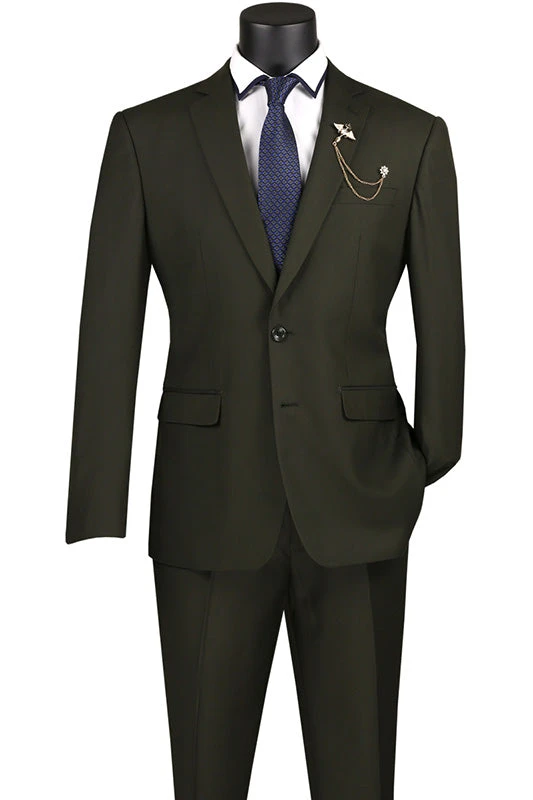 Slim Fit Men's Suit 2 Piece 2 Button In Olive 1 Slim Fit Men's Suit 2 Piece 2 Button In Olive