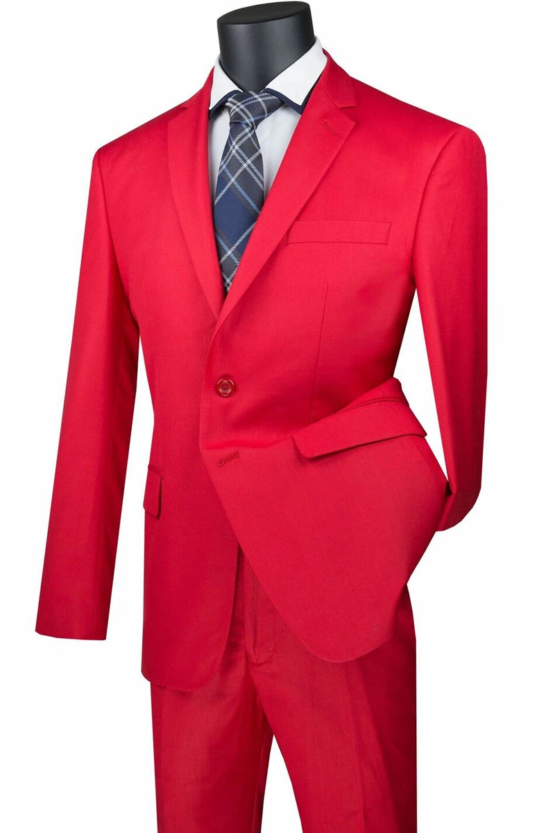 Slim Fit Men's Suit 2 Piece 2 Button In Red 1 Slim Fit Men's Suit 2 Piece 2 Button In Red