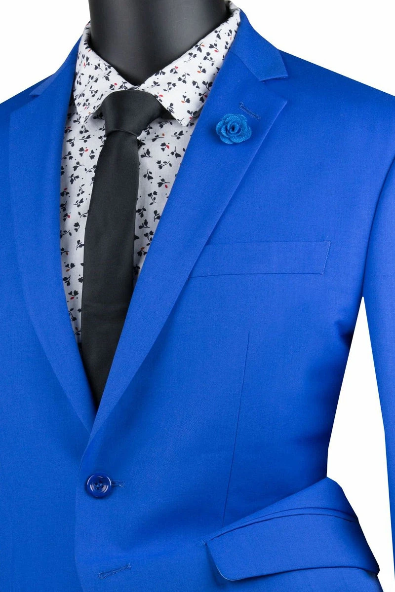 Slim Fit Men's Suit 2 Piece 2 Button In Royal Blue 2 Slim Fit Men's Suit 2 Piece 2 Button In Royal Blue - Image 2