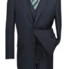 Sovana Collection - Regular Fit 3 Piece Suit 2 Button Tone On Tone Stripe In Navy