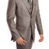 Gray 3 Piece Modern Fit Suit 2 Button V-Neck Vest