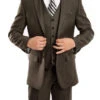 Charcoal Brown 3 Piece Modern Fit Suit 2 Button V-Neck Vest