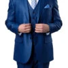 Blue 3 Piece Modern Fit Suit 2 Button V-Neck Vest