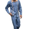 Blue Denim Feel 2 Piece Long Sleeve Walking Suit