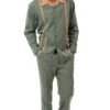 Hunter Green Denim Feel 2 Piece Long Sleeve Walking Suit