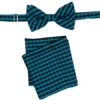 Men's Bowtie And Hanky Accessory Set In Forest Green Plaid