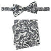Men's Bowtie And Hanky Accessory Set In Black White Floral