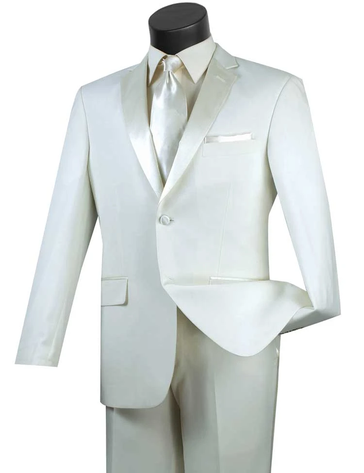 Excalibur Collection - Slim Fit Tuxedo 2 Piece 2 Buttons Design In Ivory 1 Excalibur Collection - Slim Fit Tuxedo 2 Piece 2 Buttons Design In Ivory