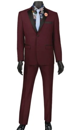 Ultra Slim Fit Tuxedo 2 Buttons 2 Piece In Color Wine