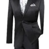 Ultra Slim Fit Shiny Sharkskin 2 Button 2 Piece Suit In Black