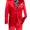 Ultra Slim Fit Shiny Sharkskin 2 Button 2 Piece Suit In Red
