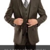 (38S Blazer Vest) Charcoal Brown Modern Fit Blazer 2 Button With Vest