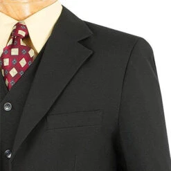 Mont Blanc Collection - Regular Fit Suit 3 Button 3 Piece In Black 6 Mont Blanc Collection - Regular Fit Suit 3 Button 3 Piece In Black -Outlet Suit Refined Store V 3PP BLACK 3